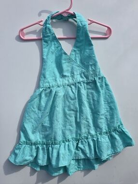 Girls' Turquoise Halter Tank Top with Ruffle Hem